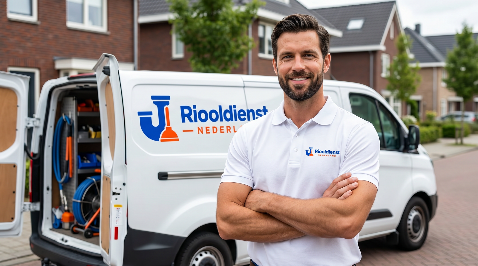 Monteur van Riooldienst Nederland bij de servicebus